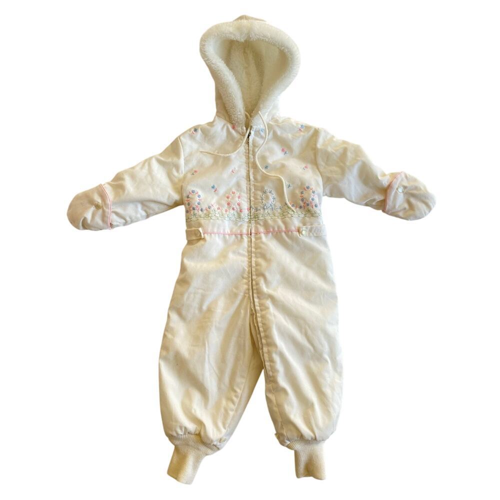 Tidykins Vintage Floral White Baby Girls Ski Snowsuit Bunting Puffer Coat 24m 2T